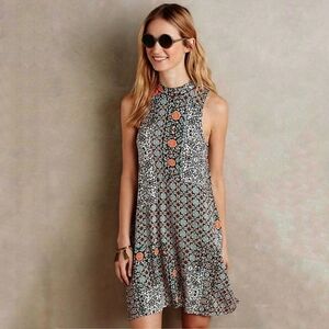 Anthropologie Maeve Lilt swing dress coral floral Women's Size XS